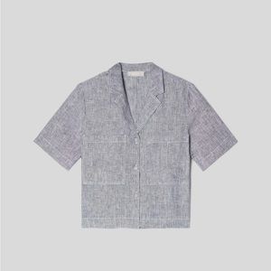 Everlane The Linen Workwear Shirt (Canvas Tan / Navy)